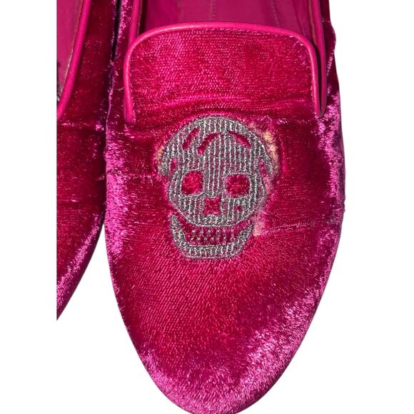 Alexander McQueen Skull Embroidered Smoking Pink Velvet Flats   Size: EU 38/US 8 - Picture 2 of 8